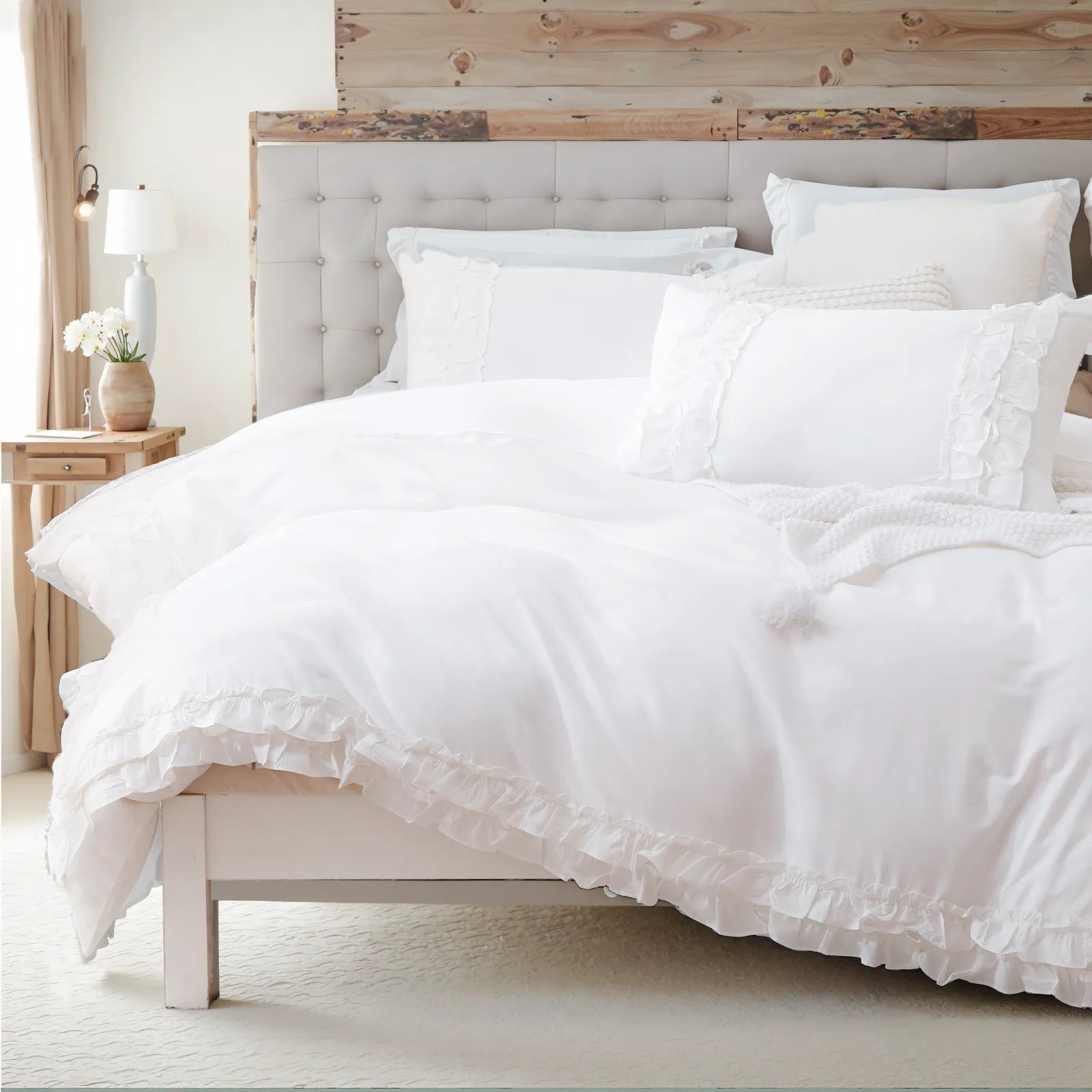 Angled view of the comforter set showing the full bed and pillows.