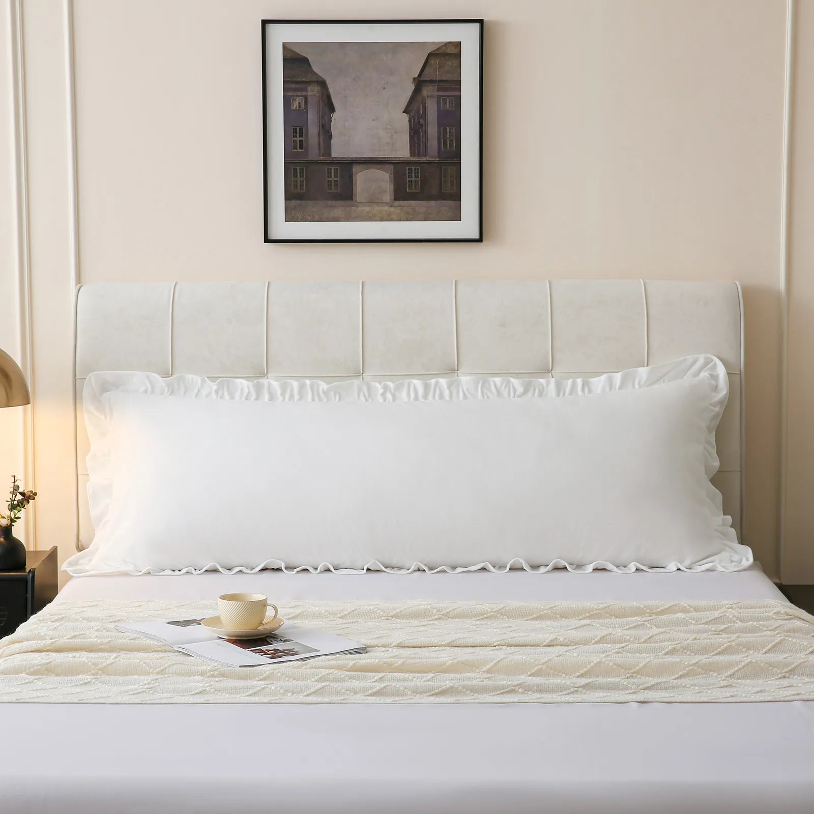 white velvet long pillowcase queen