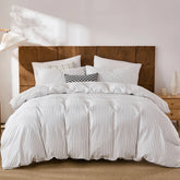 white and black pinstripe bedding set queen size