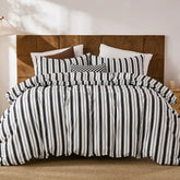 white and black stripe comforter set queen size