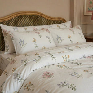 wildflower botanical bedding set pillow shams sheet detail