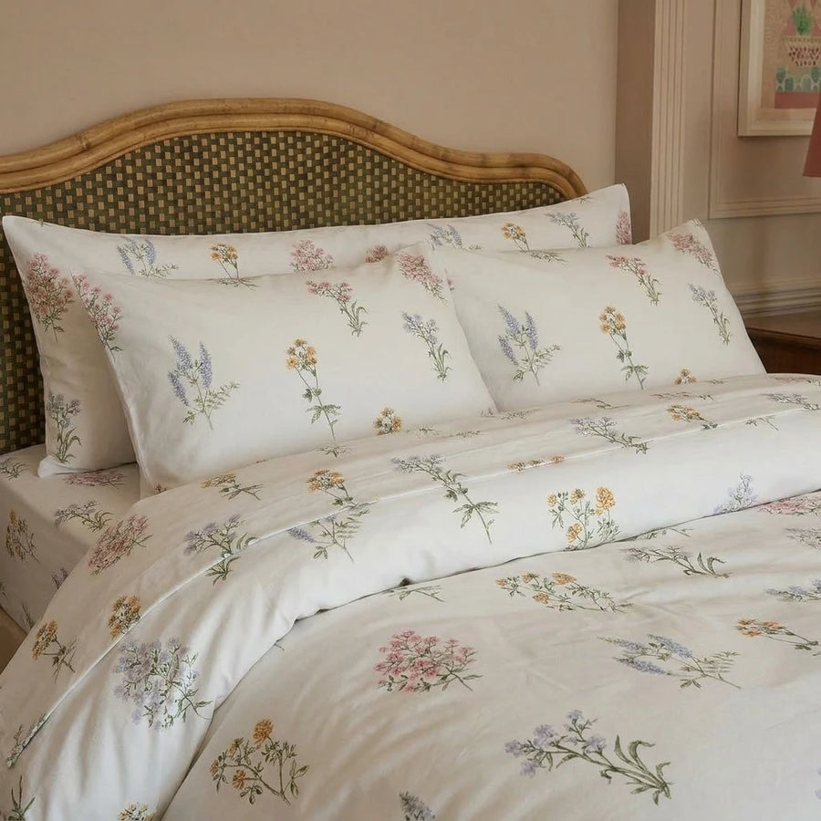 wildflower botanical bedding set pillow shams sheet detail