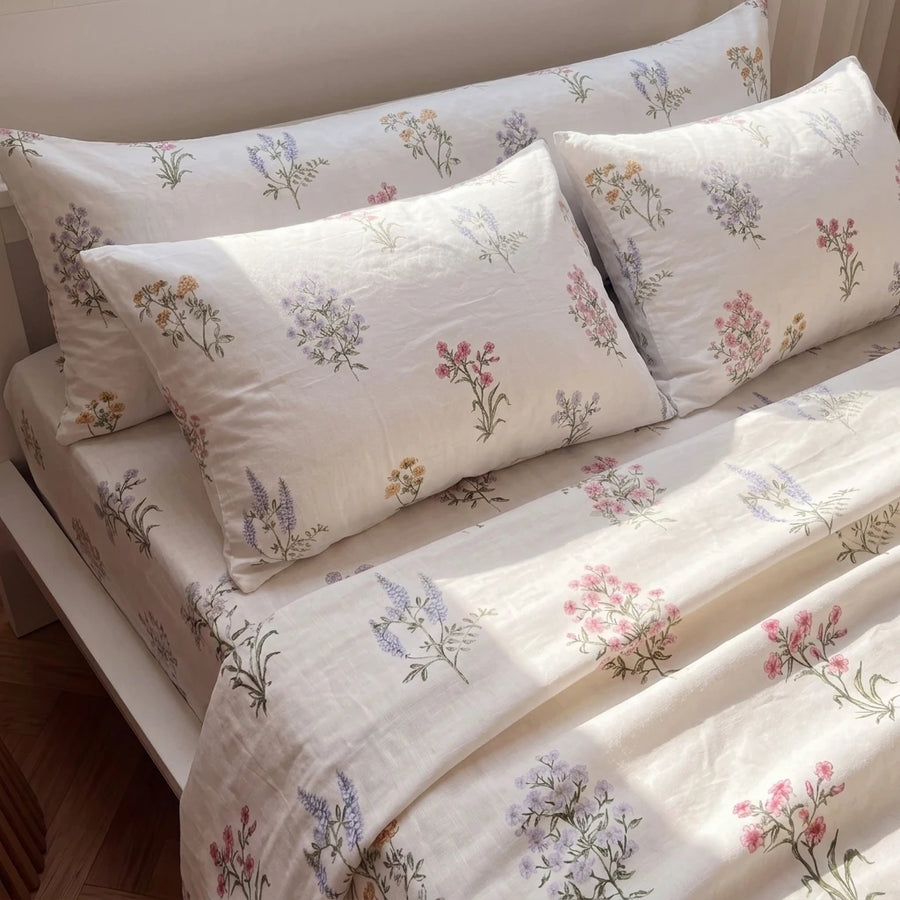 wildflower cottage printed pillowcases floral bedding set