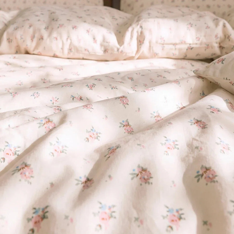 wildflower posy duvet cover set ditsy floral fabric closeup