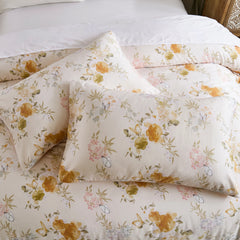Close-up of a pillow and comforter from the floral comforter set
