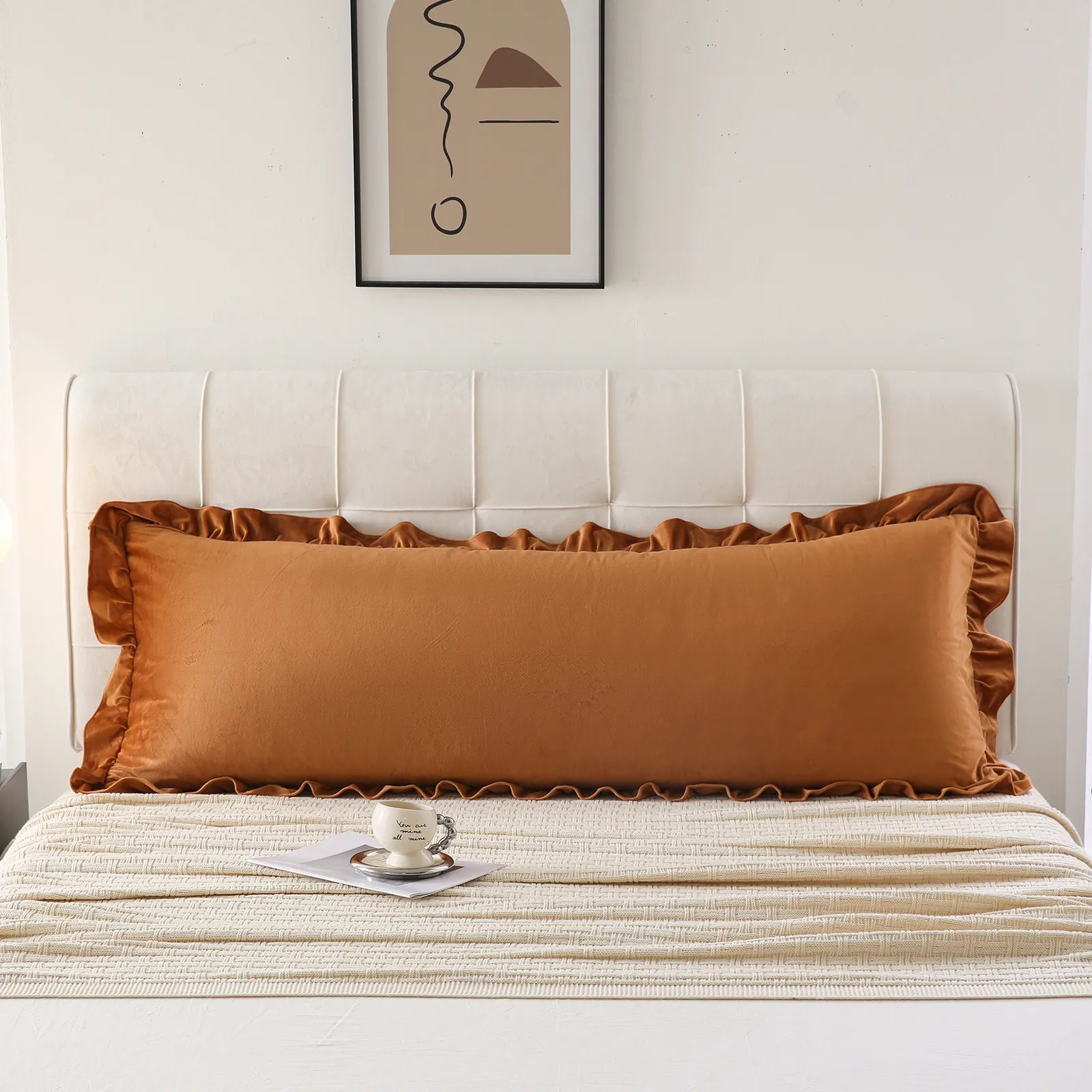 yellow velvet long pillowcase