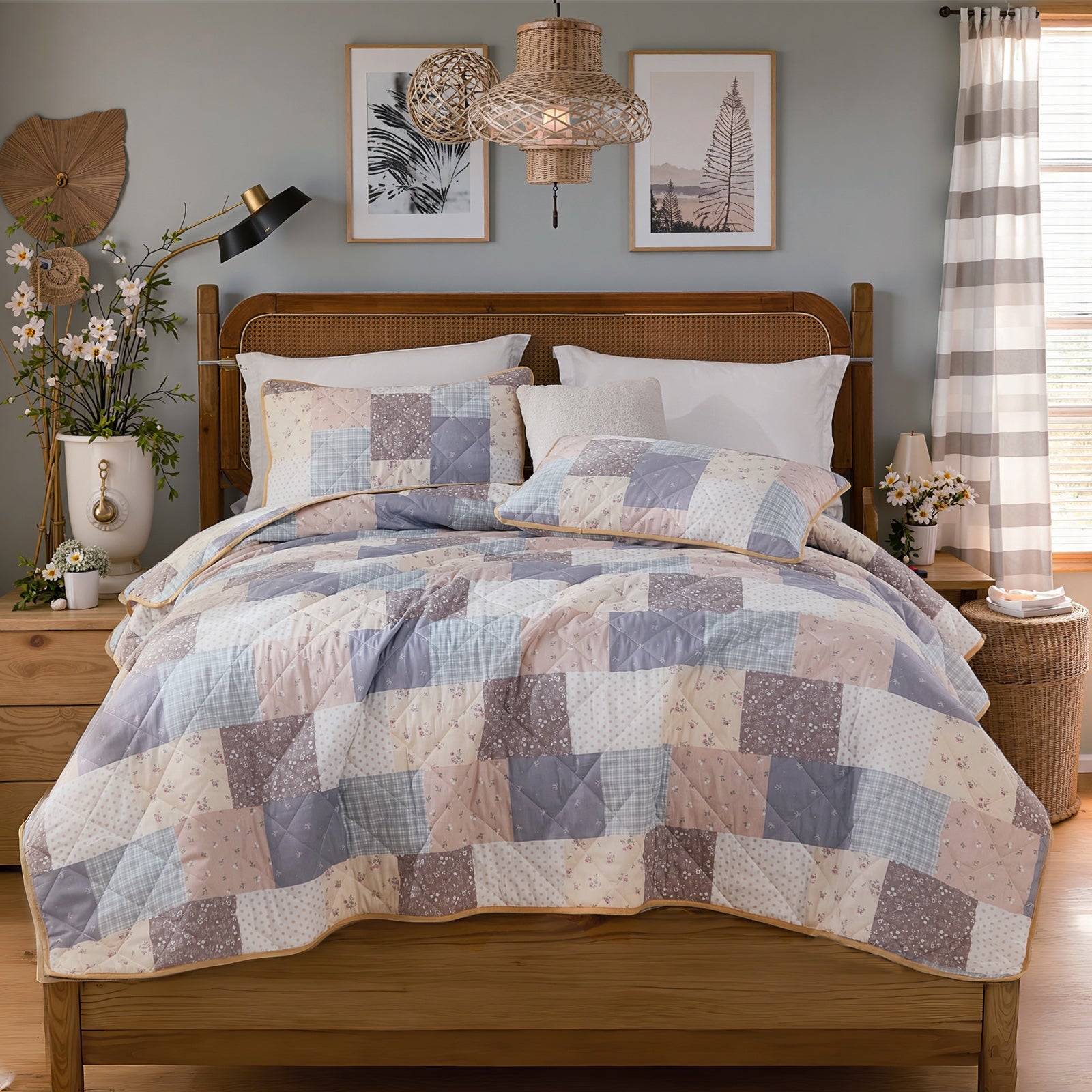 Patchwork Quilt Set 100% Cotton