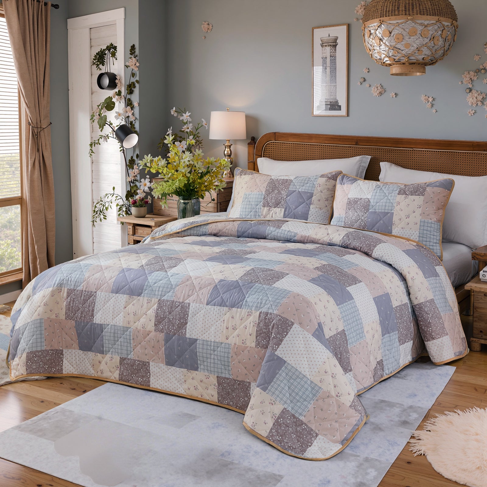 Patchwork Quilt Set 100% Cotton