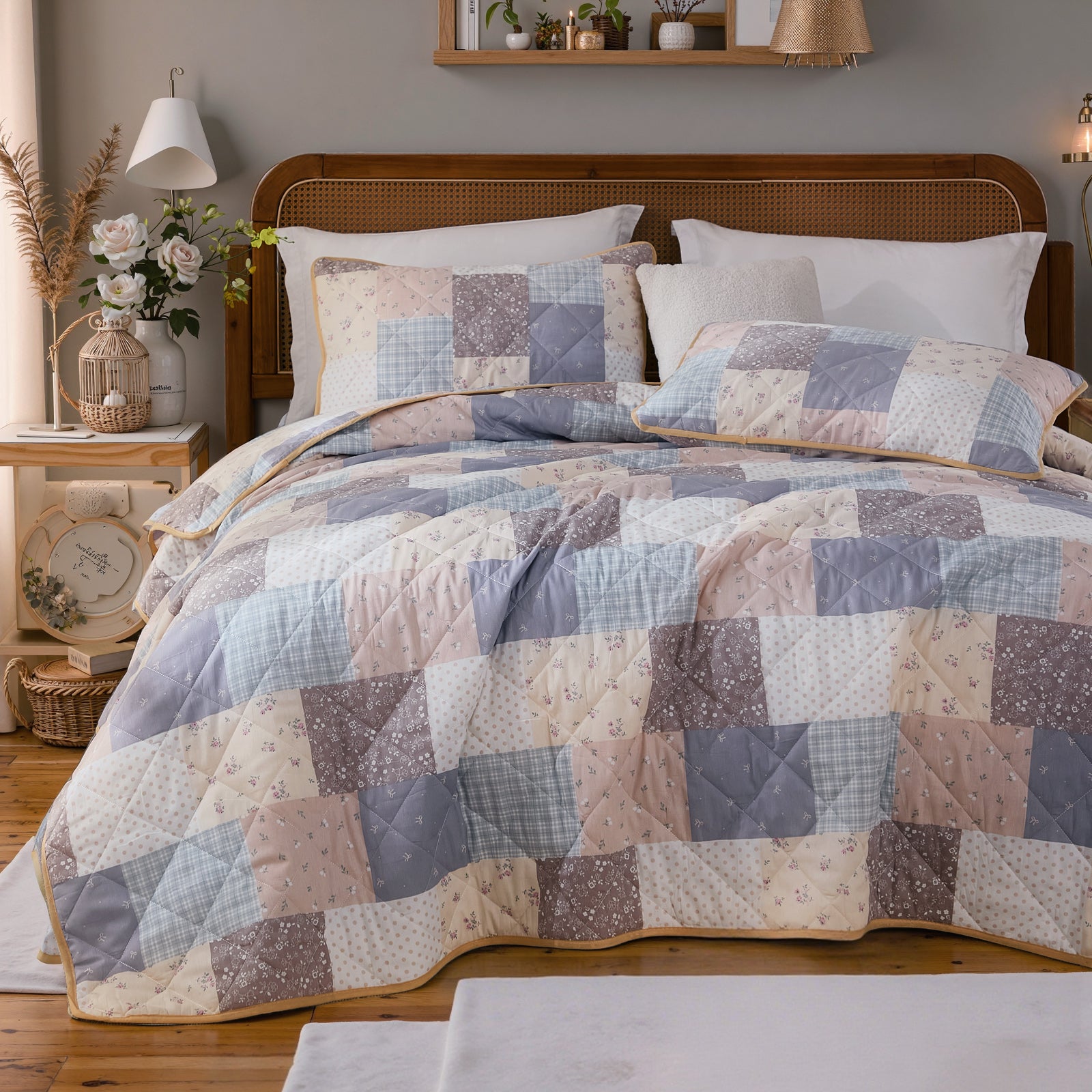 Patchwork Quilt Set 100% Cotton