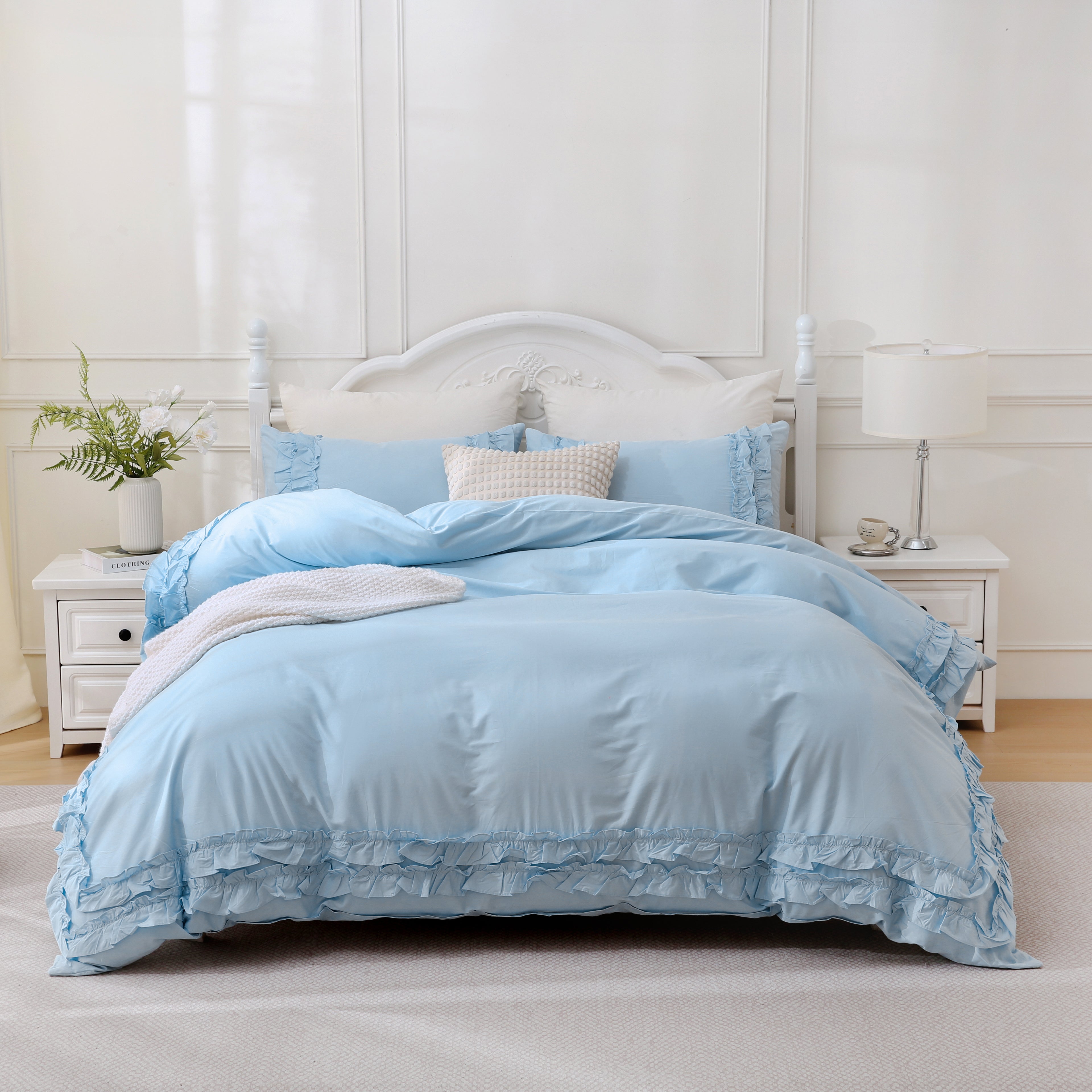 100% Cotton Ruffled Comforter Set