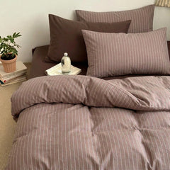 100 cotton striped duvet cover set pinstripe brown bedding with pillow cases