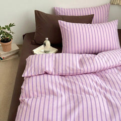 100 cotton variegated stripe pink duvet cover set with pillows and book