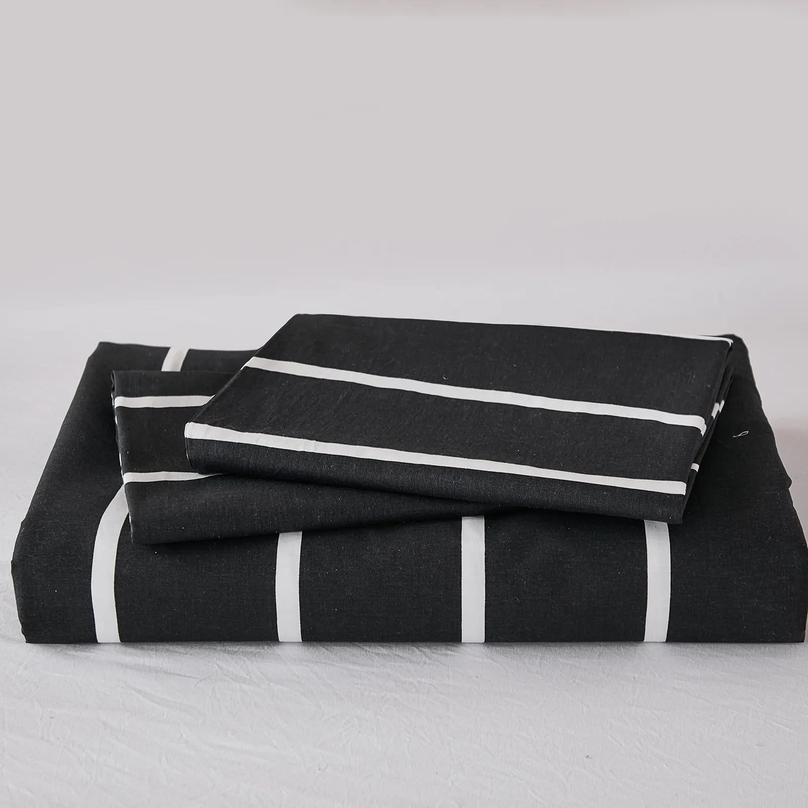 100% cotton black and white pinstripe comforter sets