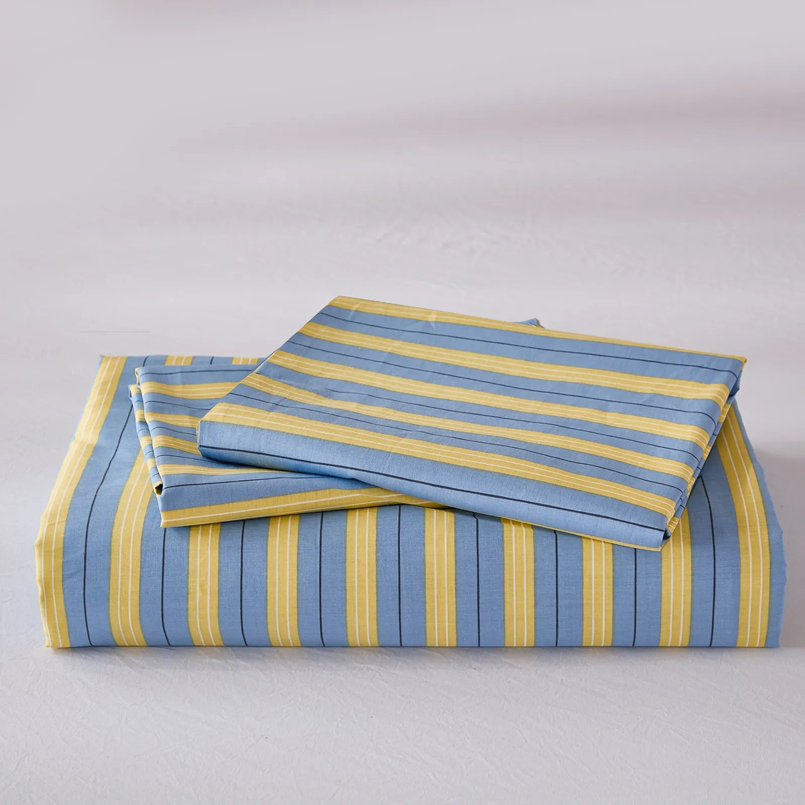 100% cotton blue and yellow stripe comforter sets