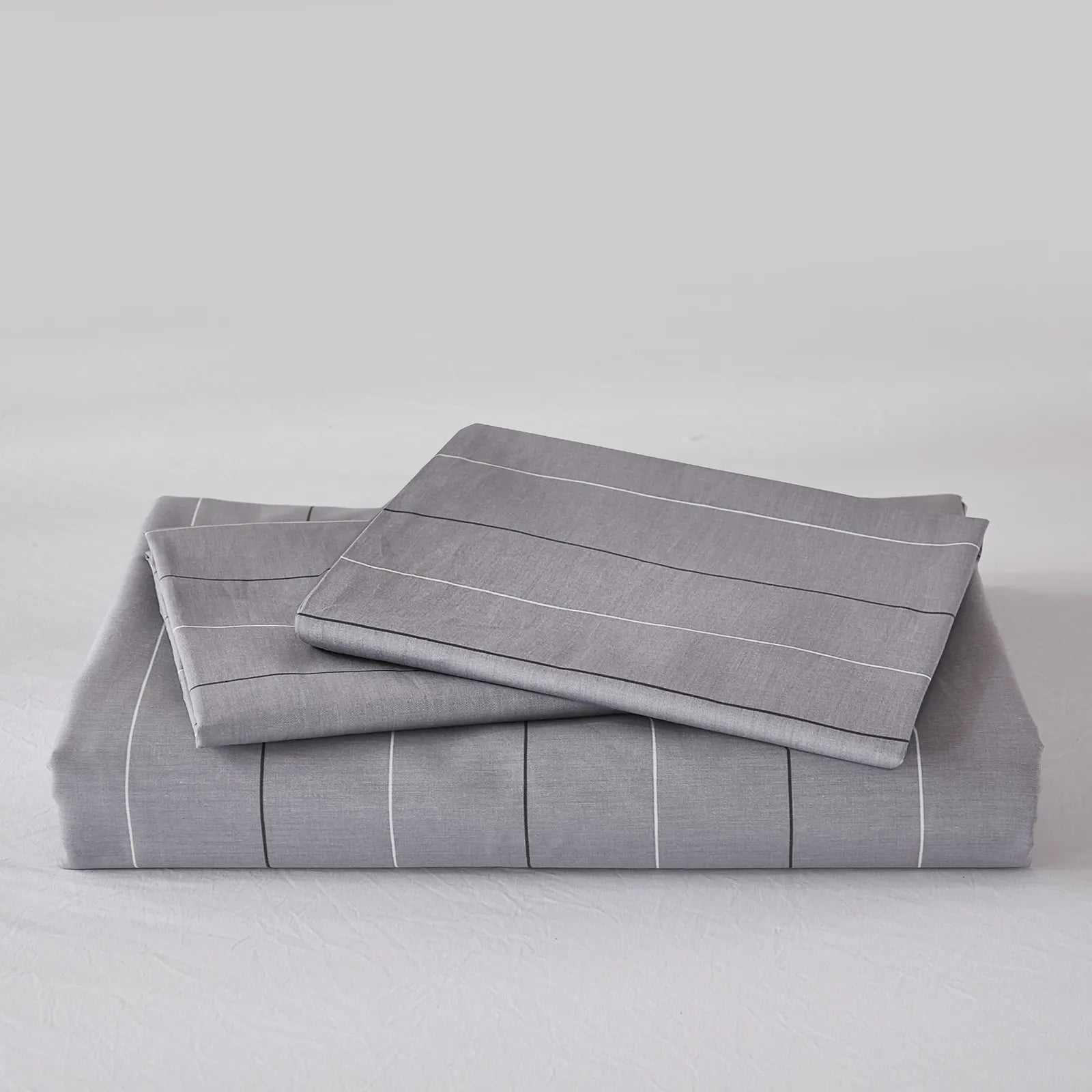 100% cotton grey pinstripe comforter sets