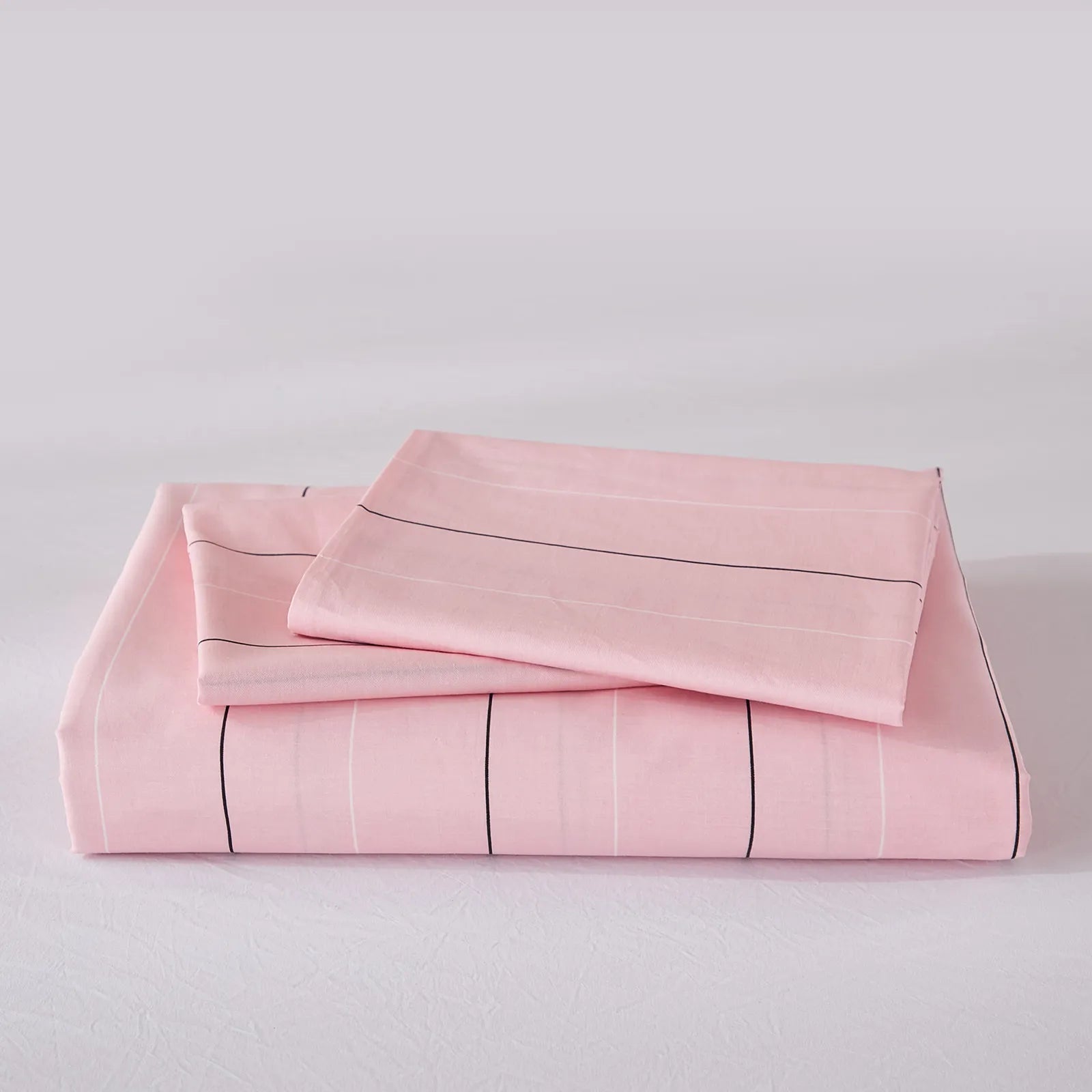 100% cotton pink and black pinstripe comforter sets
