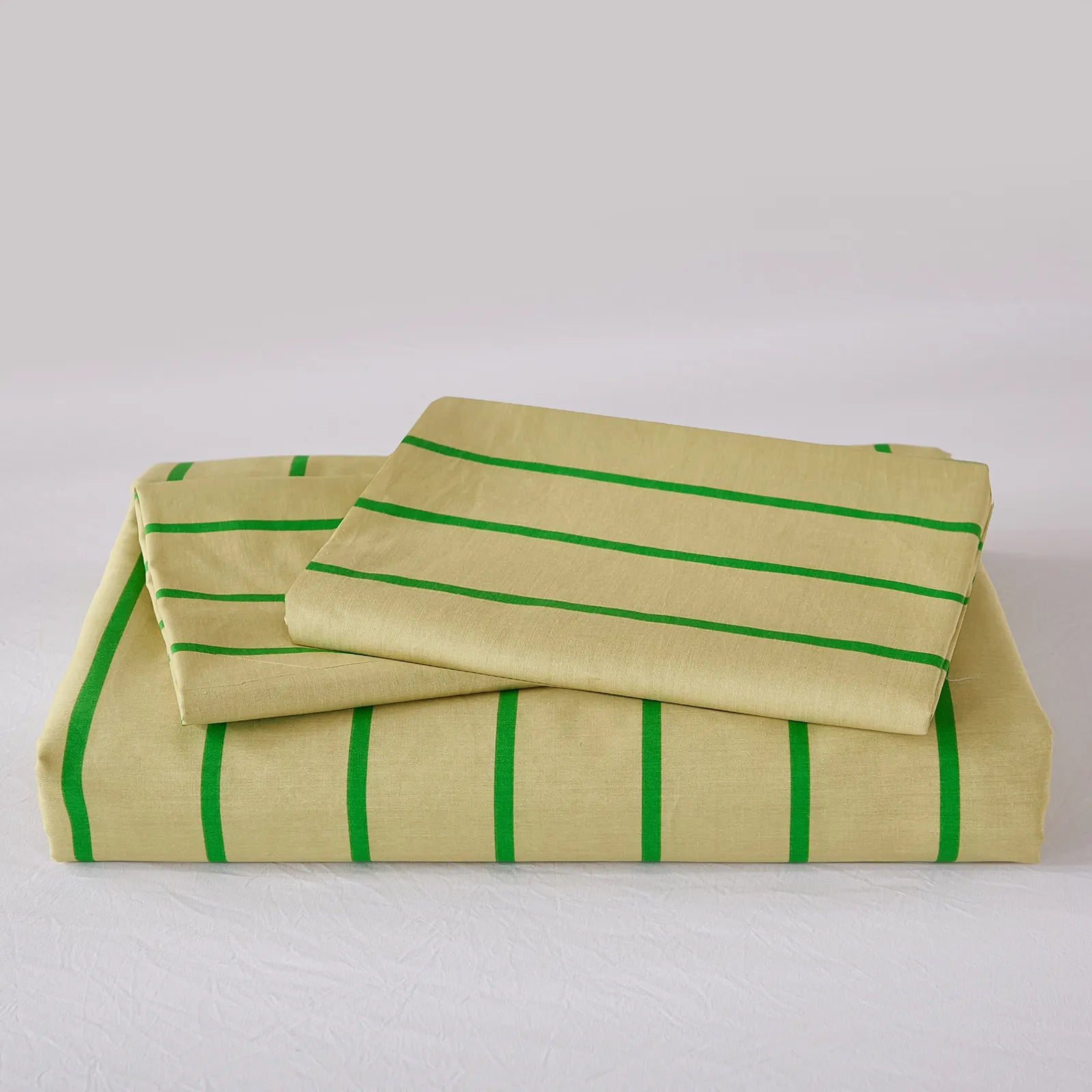 100% cotton yellow-green pinstripe comforter sets