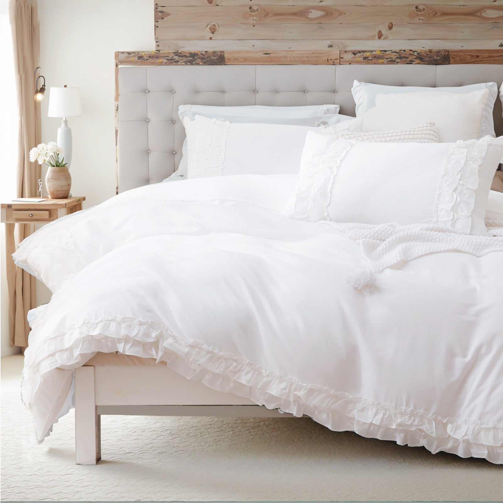 100% Cotton Ruffled Comforter Set