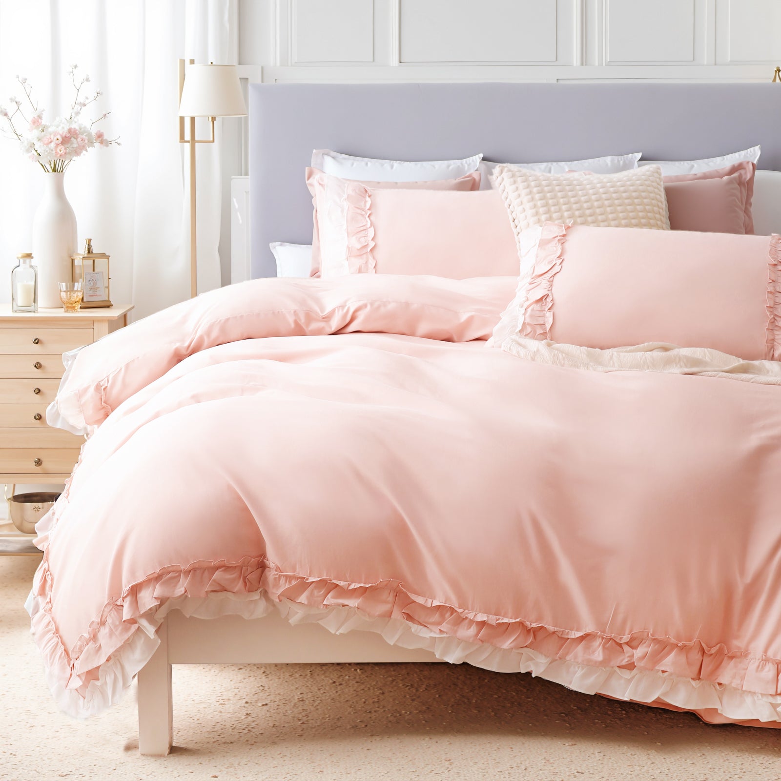 100% Cotton Ruffled Comforter Set
