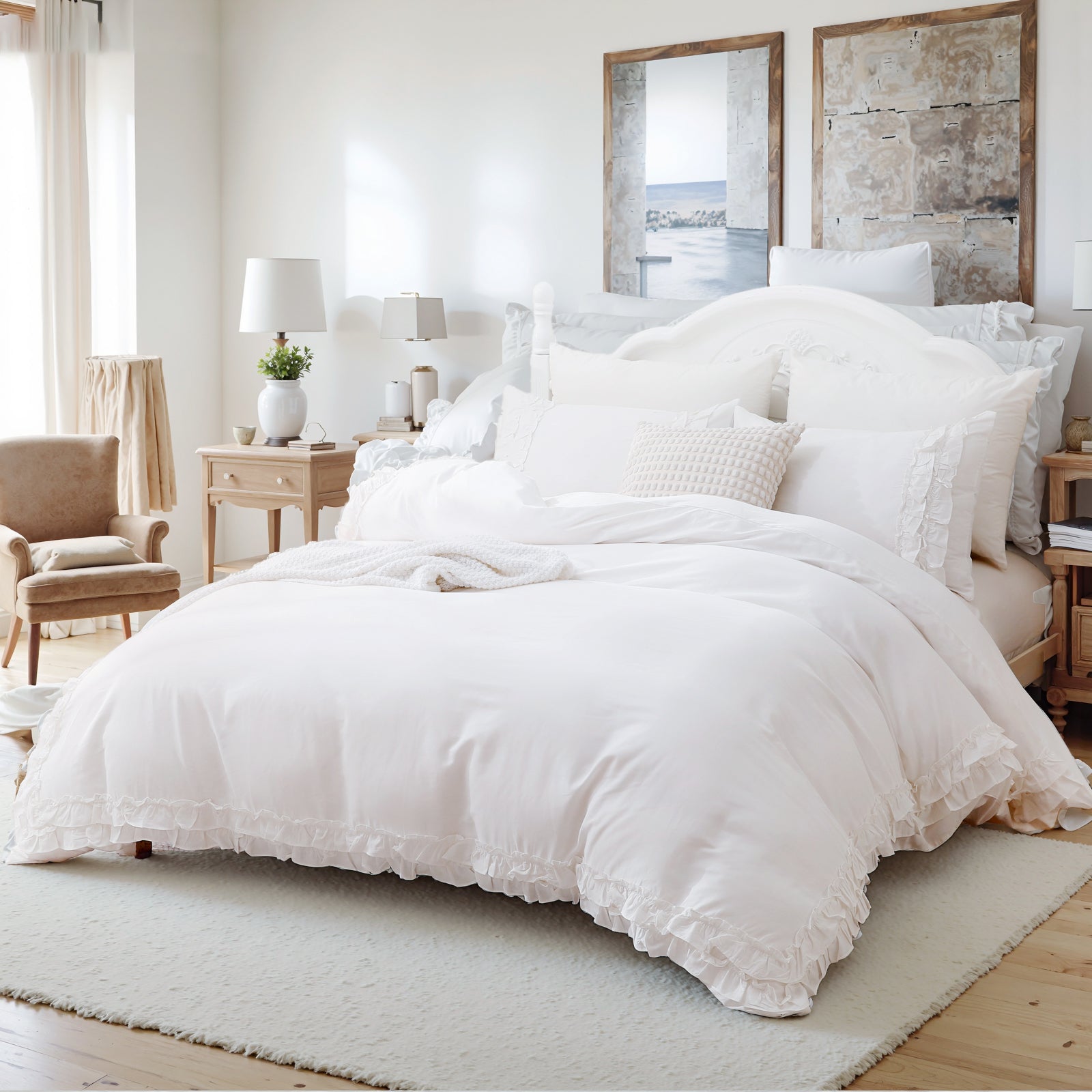 100% Cotton Ruffled Comforter Set
