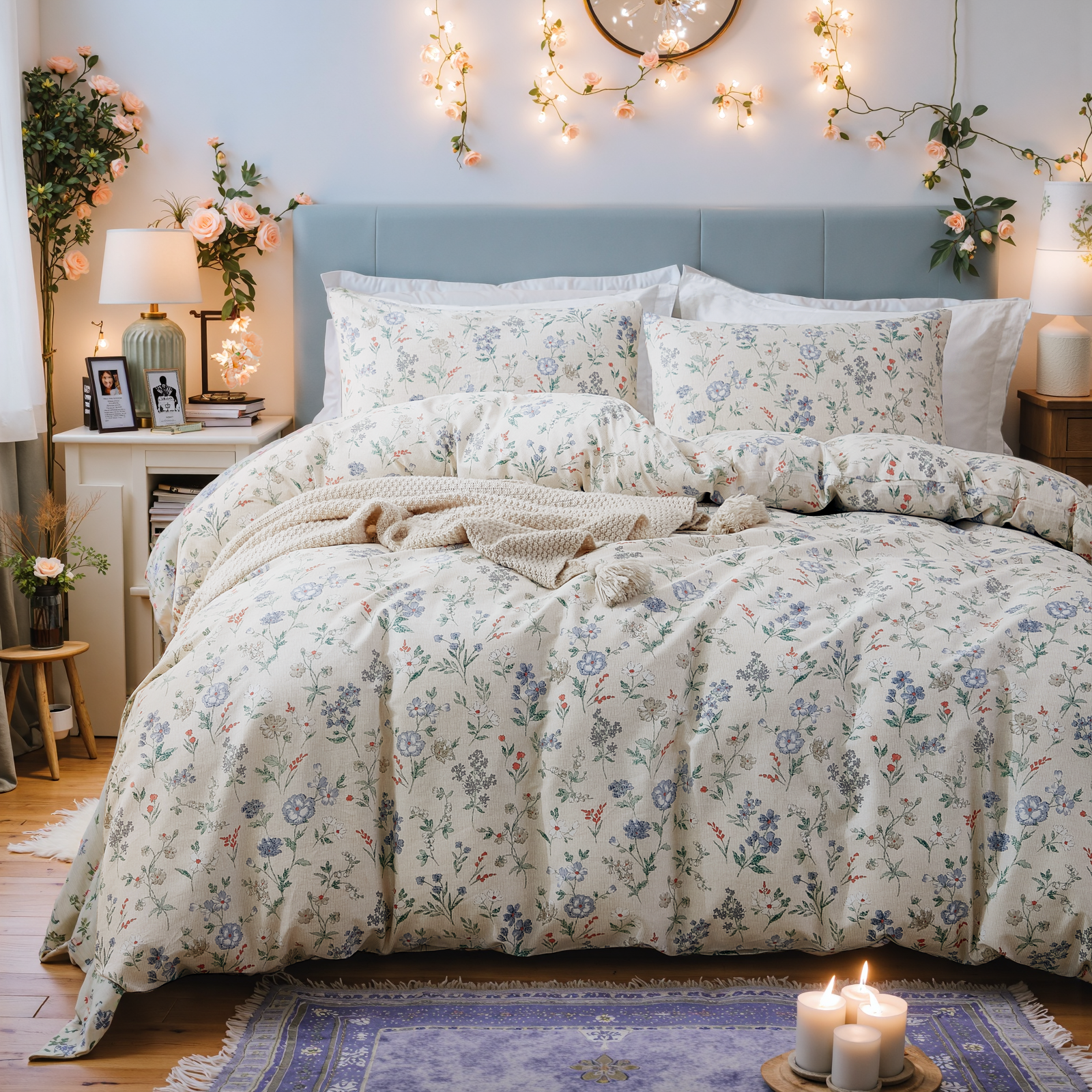 Garden Floral Duvet Cover Set 100% Cotton