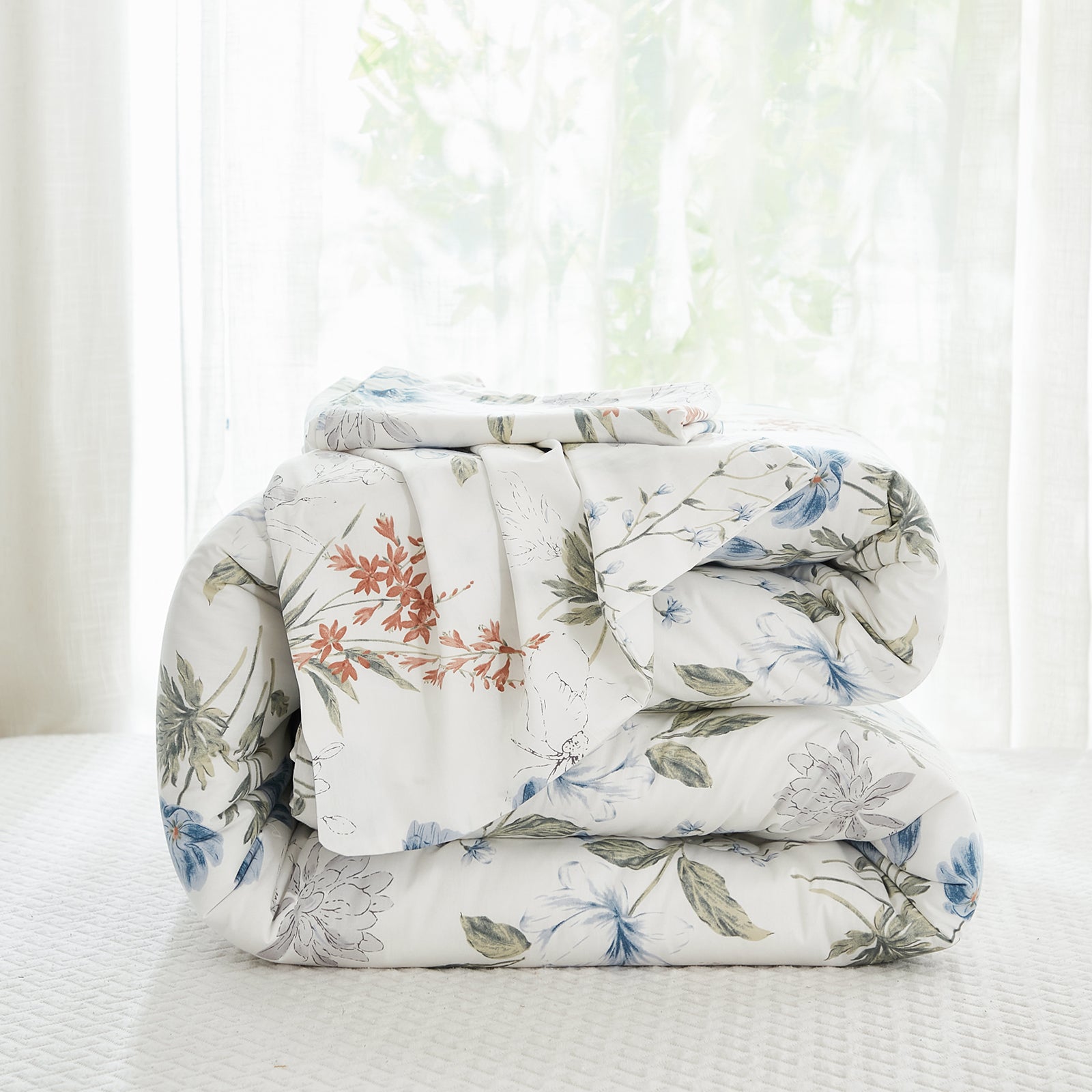 100% Cotton Green Floral Comforter Set