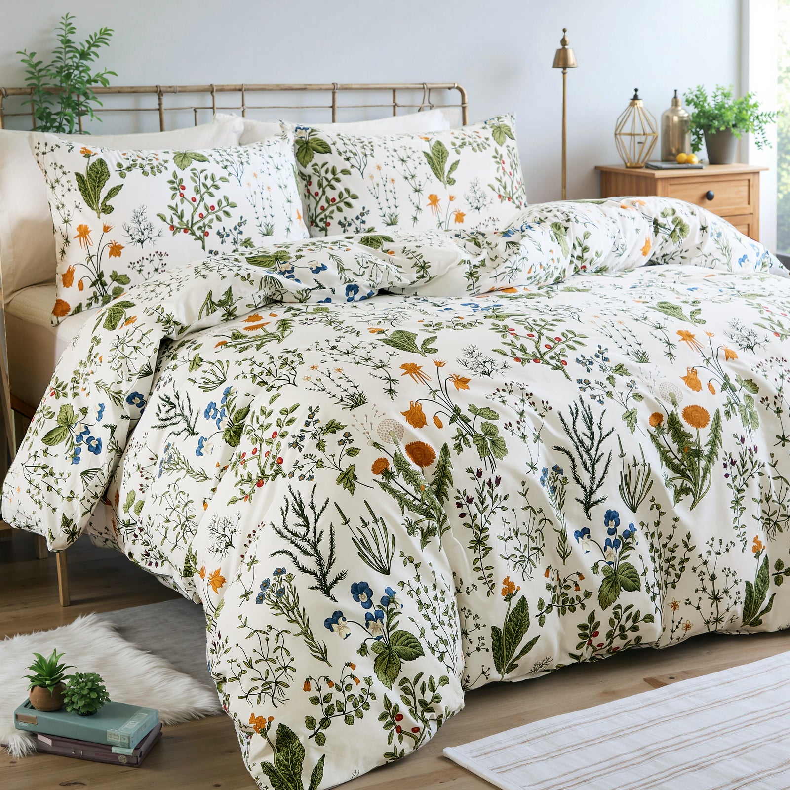 Green Floral Comforter Set 100% Cotton