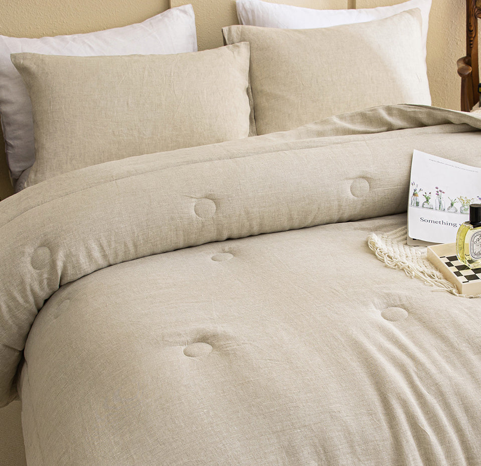 Natural French Flax Linen Comforter Set