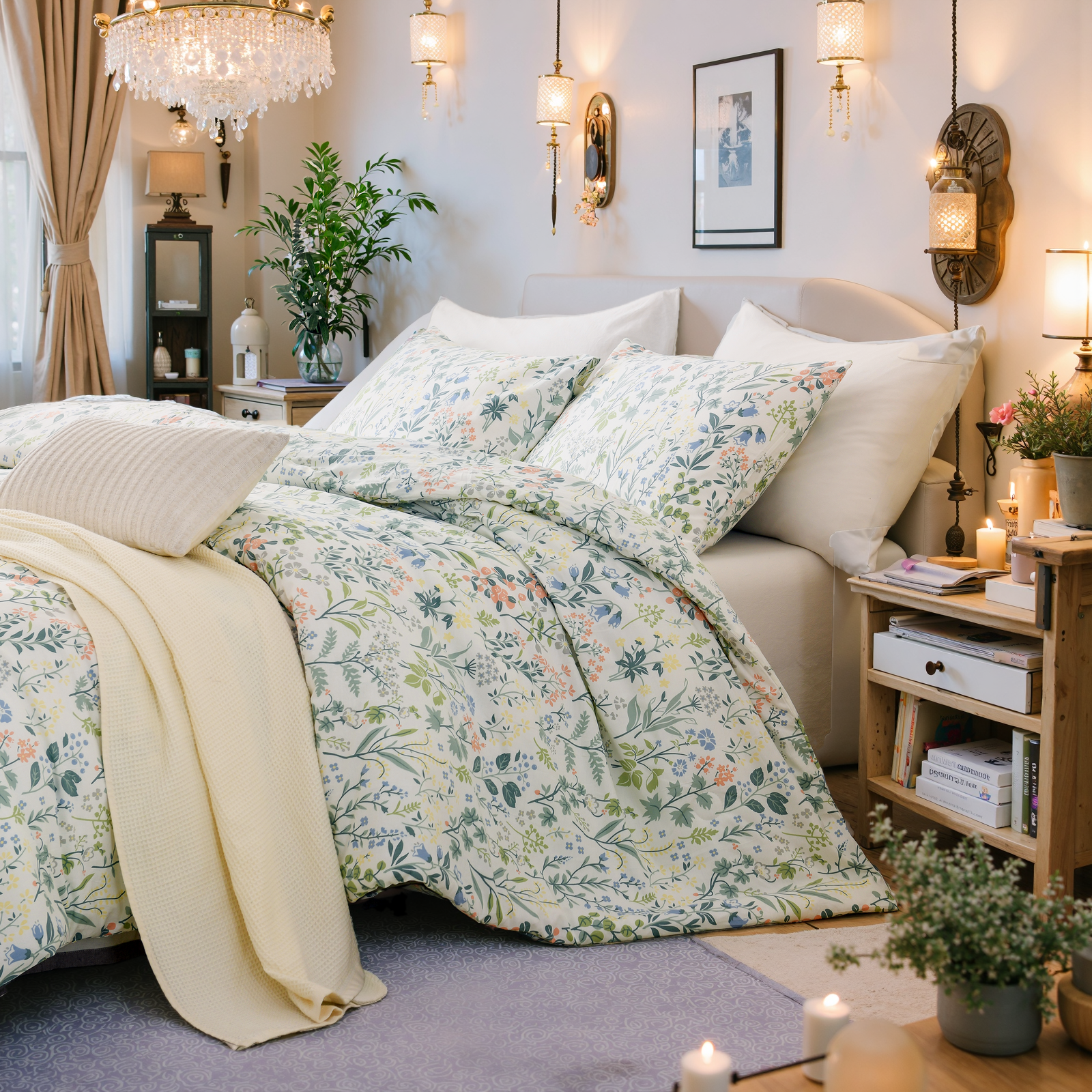 Vintage Floral Comforter Set 100% Cotton