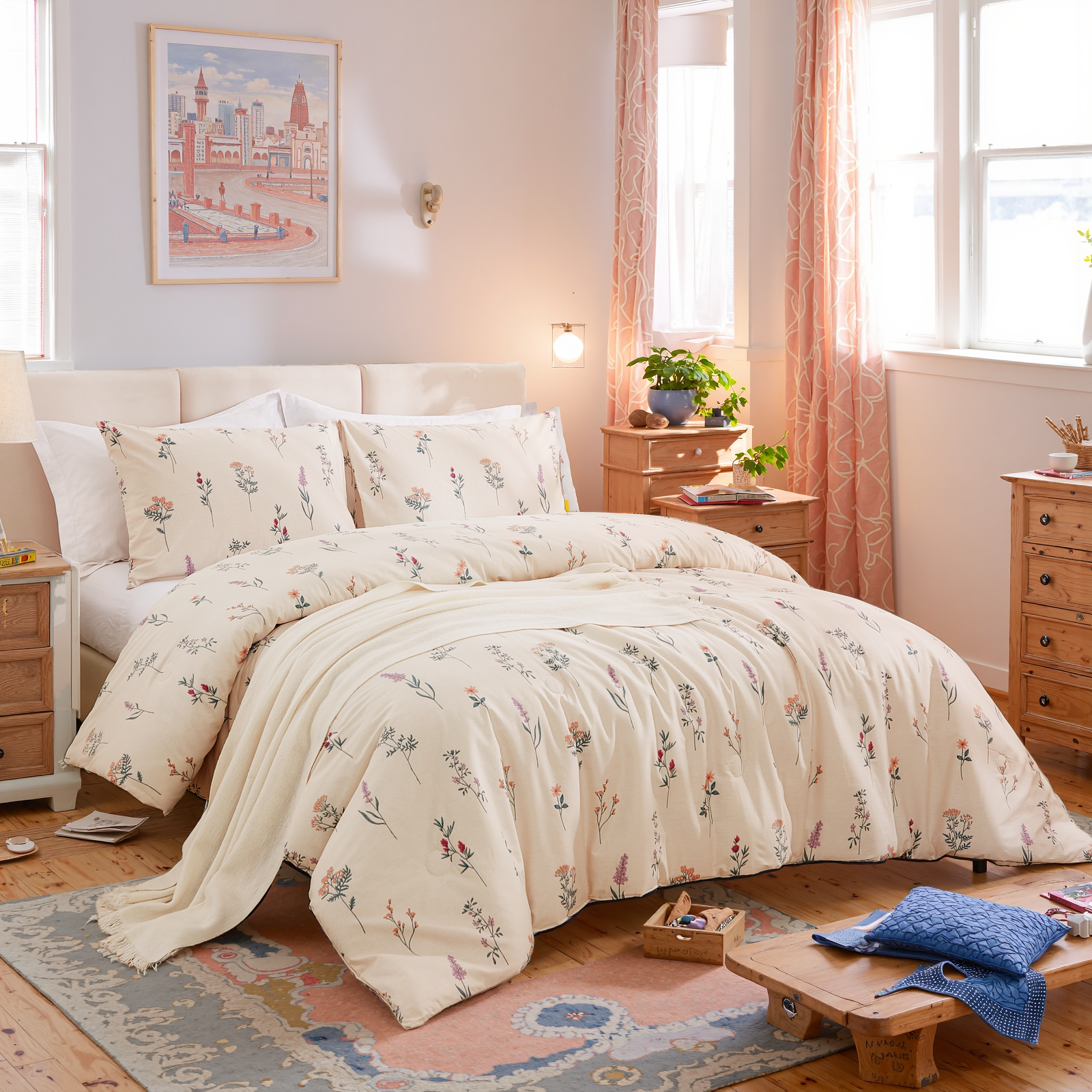 Cute Floral Duvet Cover Set 100% Cotton