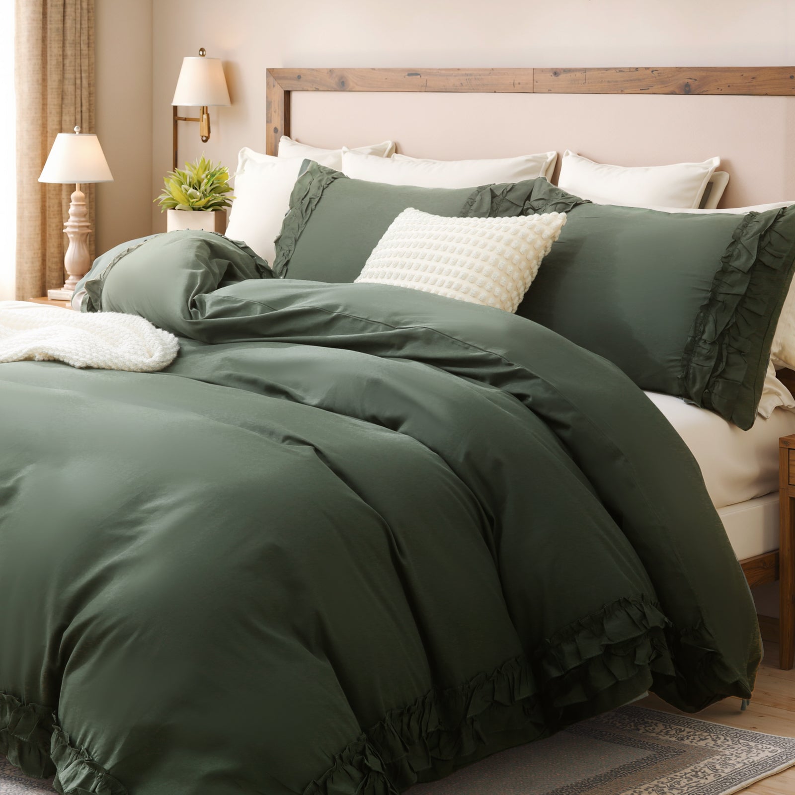 100% Cotton Ruffled Comforter Set