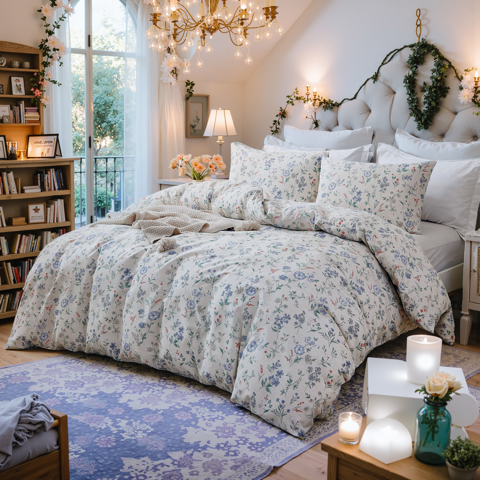 Garden Floral Duvet Cover Set 100% Cotton