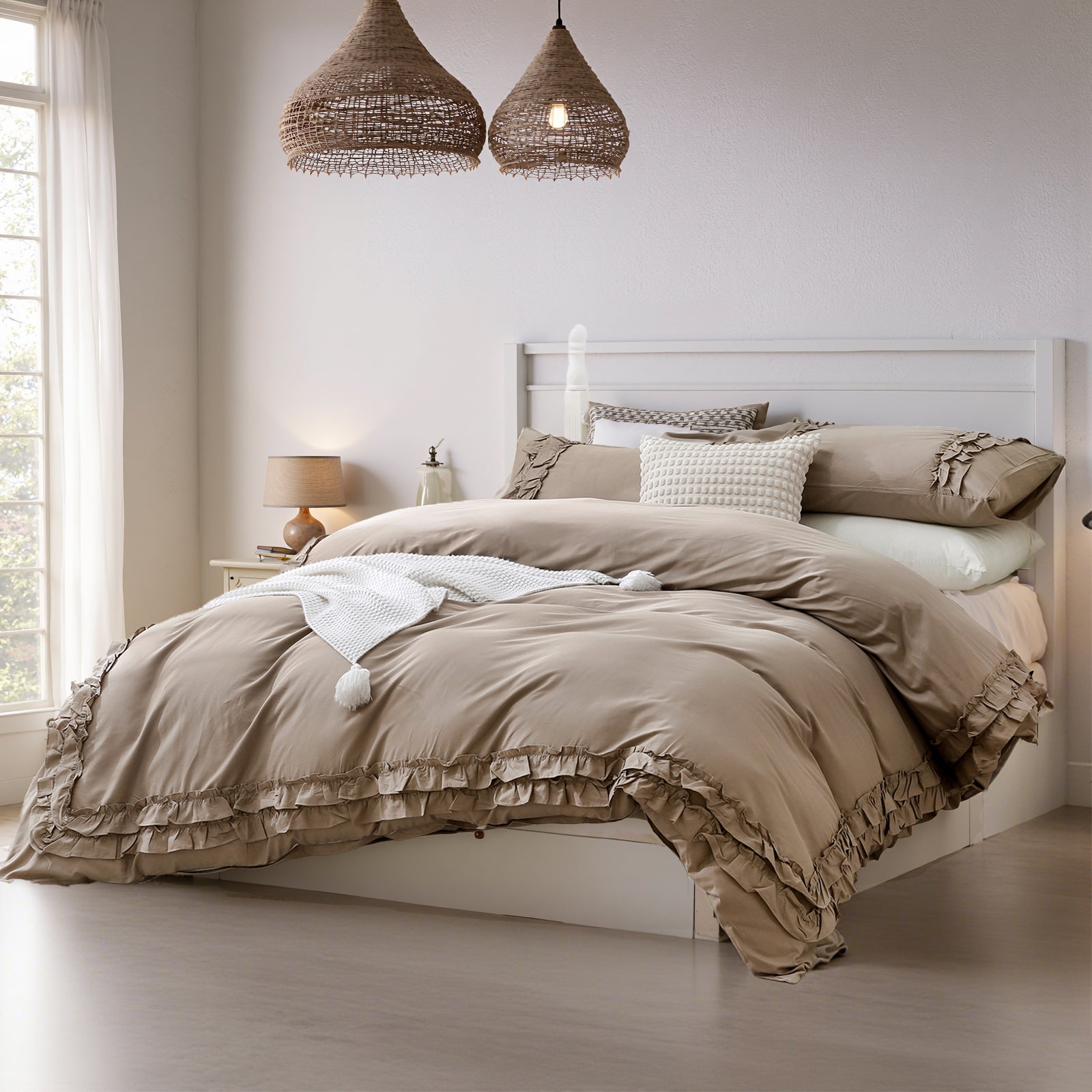 100% Cotton Ruffled Comforter Set