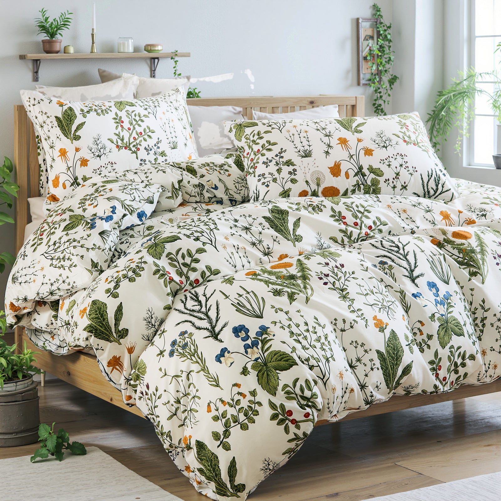 Green Floral Comforter Set 100% Cotton