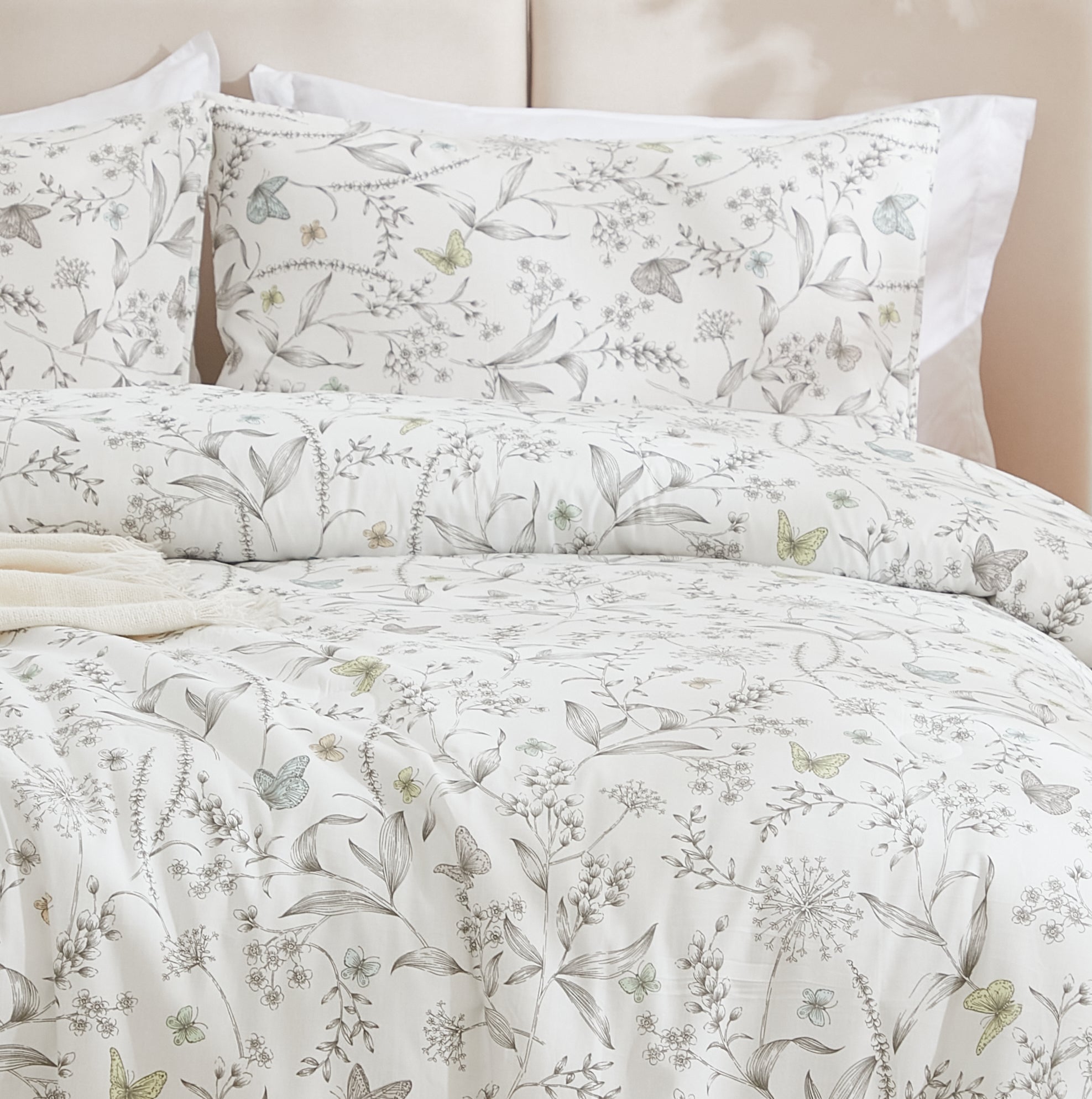 White Floral Duvet Cover Set 100% Cotton