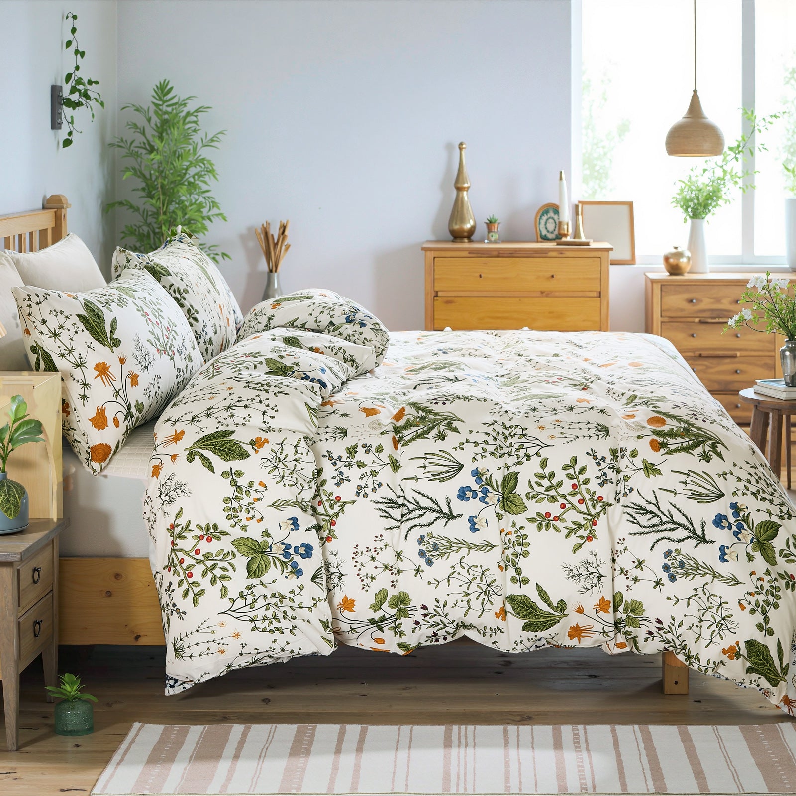Green Floral Comforter Set 100% Cotton