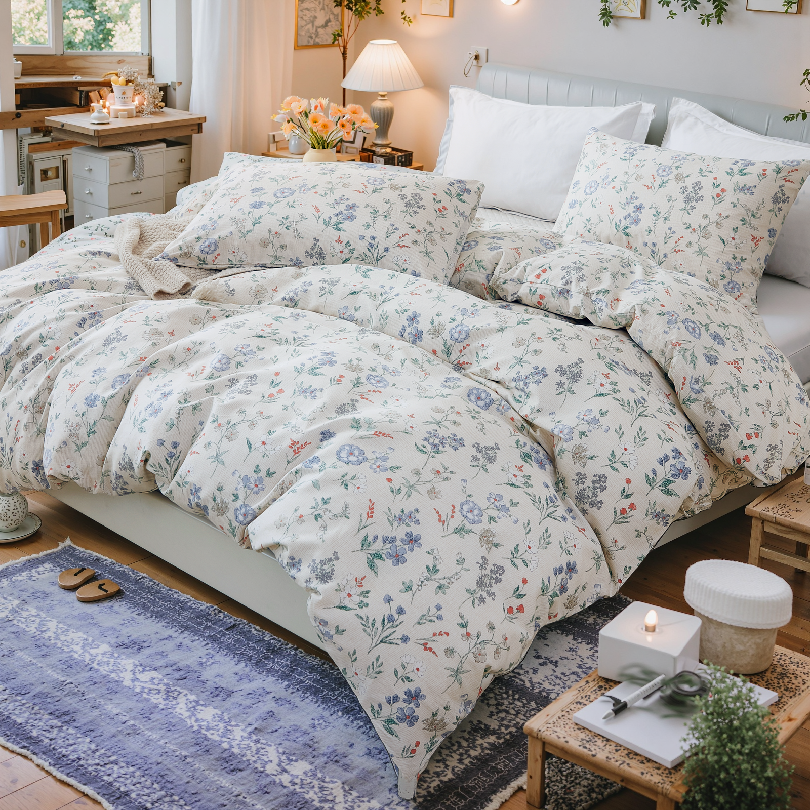 Garden Floral Duvet Cover Set 100% Cotton