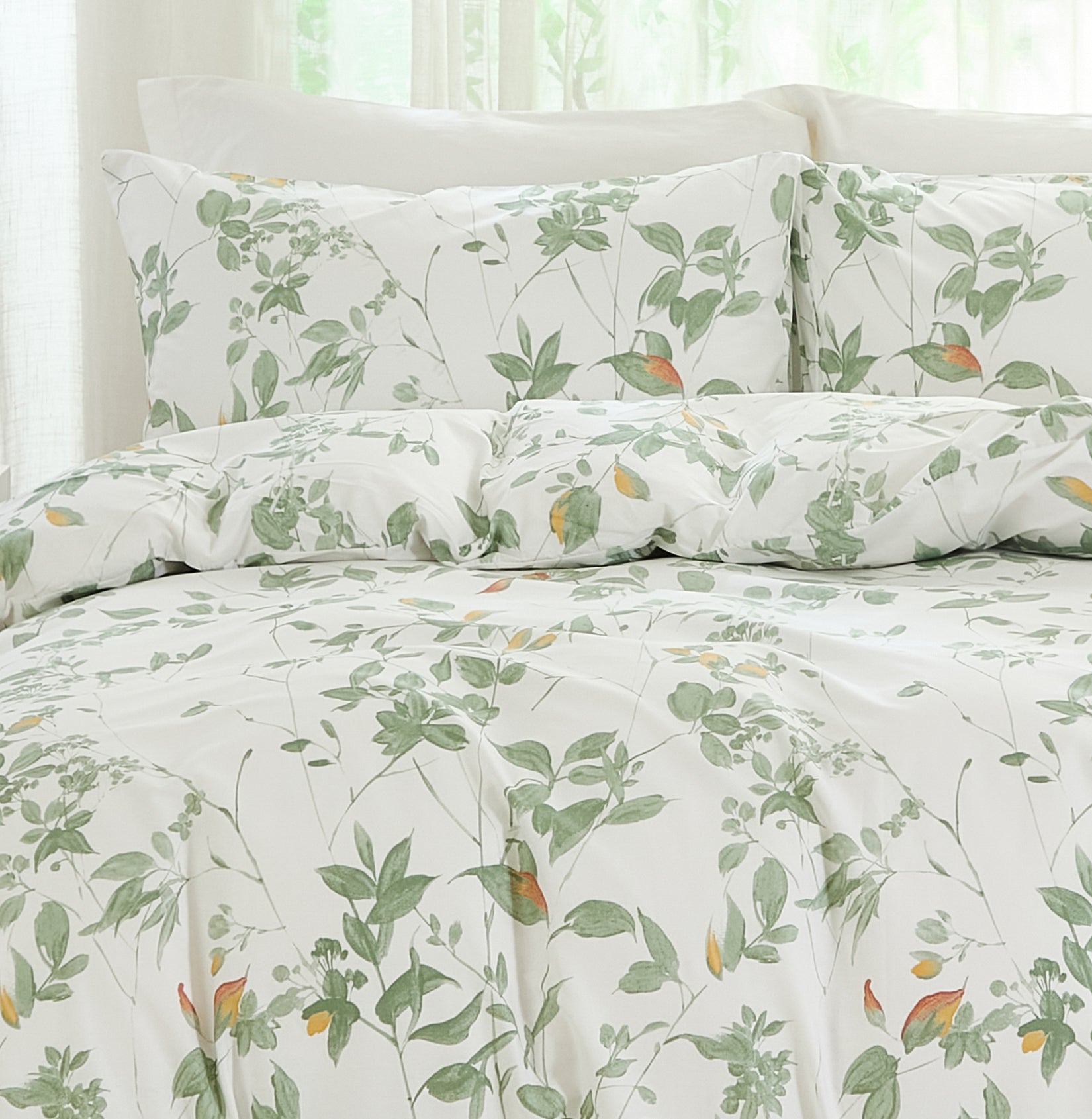 Green Floral Comforter Set 100% Cotton