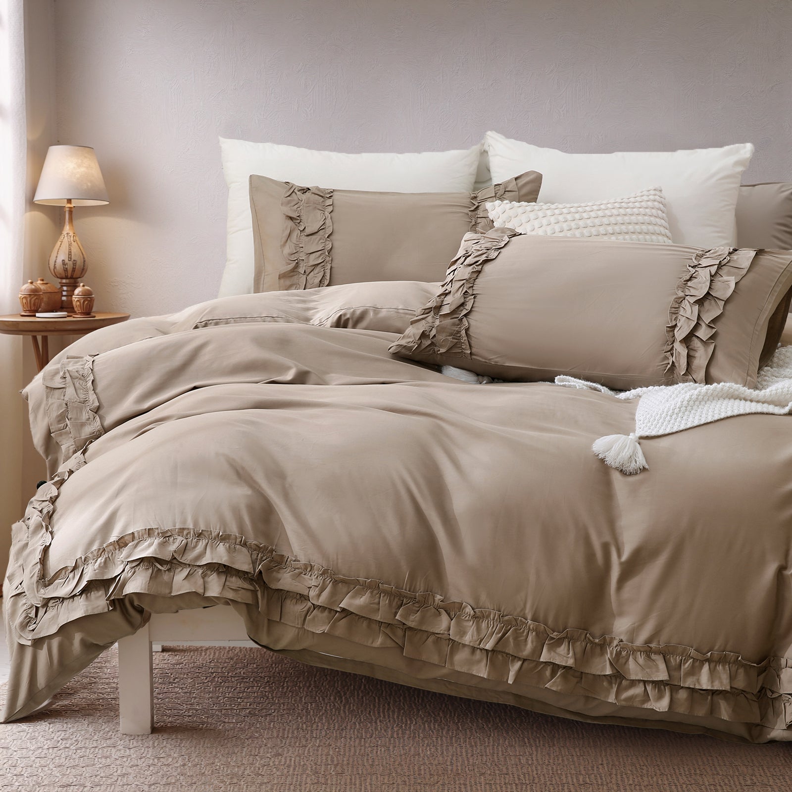 100% Cotton Ruffled Comforter Set