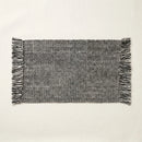 Boho Weave Rug Black White Solid Heathered Herringbone Fringe Woven Bath Mat Product Shot