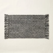 Boho Weave Rug Black White Solid Heathered Herringbone Fringe Woven Bath Mat Product Shot