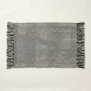 Boho Weave Rug Black White Two Tone Herringbone Fringe Woven Bath Mat Product Shot