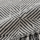 Boho Weave Rug Black White Two Tone Herringbone Weave Closeup Fringe Detail