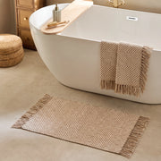 Boho Weave Rug Camel Solid Bathroom Mat Tan Cream Matching Towel Set Natural Spa Bathroom