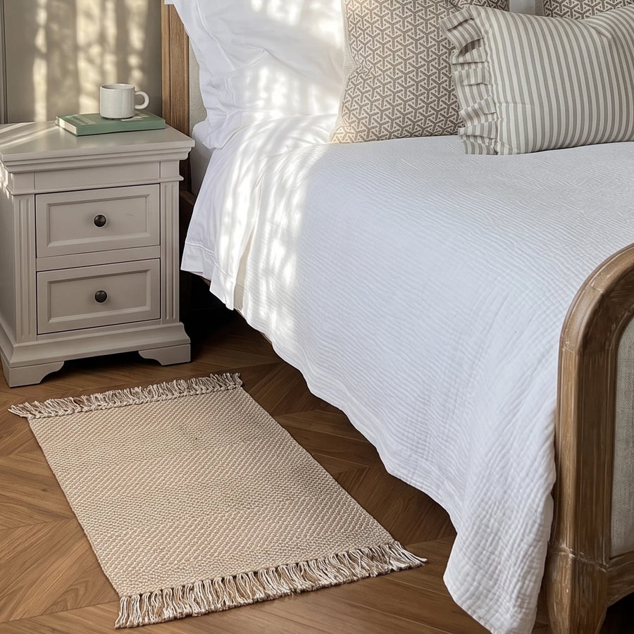 boho weave rug camel solid bedroom decor tan cream natural neutral rattan boho bedroom