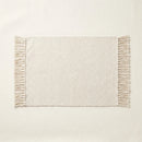 Boho Weave Rug Jacquard Solid Ivory Cream Herringbone Fringe Woven Bath Mat Product Shot