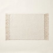 Boho Weave Rug Jacquard Solid Ivory Cream Herringbone Fringe Woven Bath Mat Product Shot