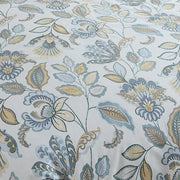 Detailed Blue Gold Leaf Floral Duvet Cover Set
