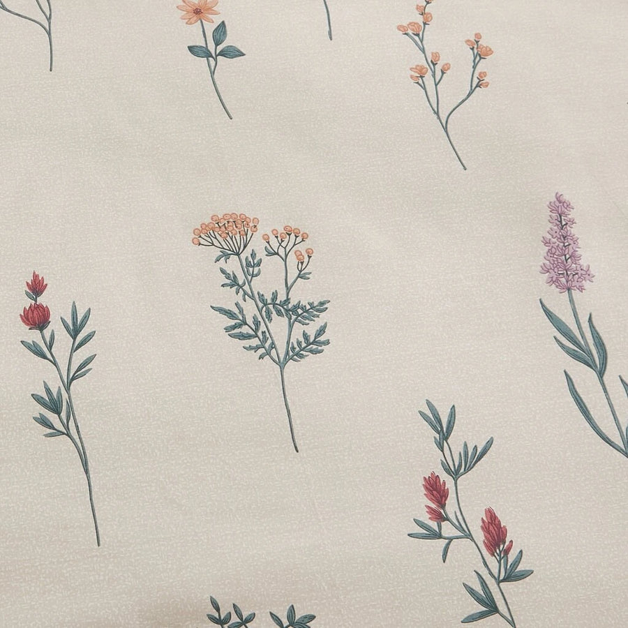Garden Wildflower Sprig Duvet Cover Cream Meadow Print