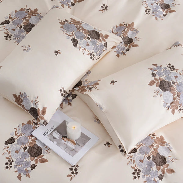 Heirloom Botanical Bouquet Duvet Cover Set Ivory Botanical